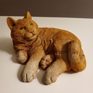Orange Tabby Cat Figurine by Artist Don James - Signed - 1980's